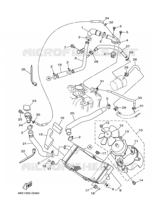 RADIATEUR / DURITES Yamaha SCOOTER 500 2008 TMAX  XP500X