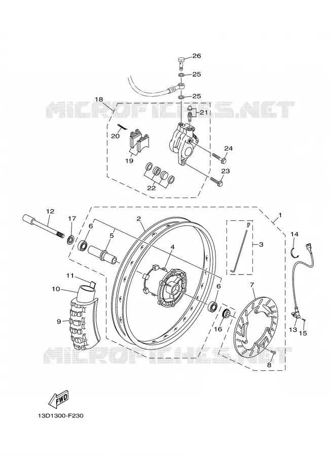 SYSTÈME DE FREIN / ROUE AVANT Yamaha MOTO 125 2007 XTR  XT125R