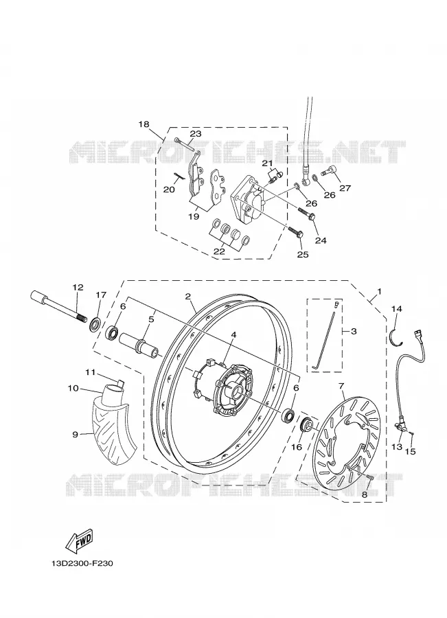 SYSTÈME DE FREIN / ROUE AVANT Yamaha MOTO 125 2007 XTX  XT125X