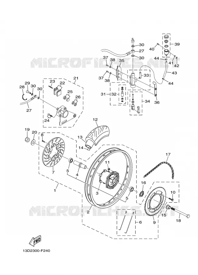 ROUE ARRIERE / SYSTÈME DE FREIN Yamaha MOTO 125 2007 XTX  XT125X