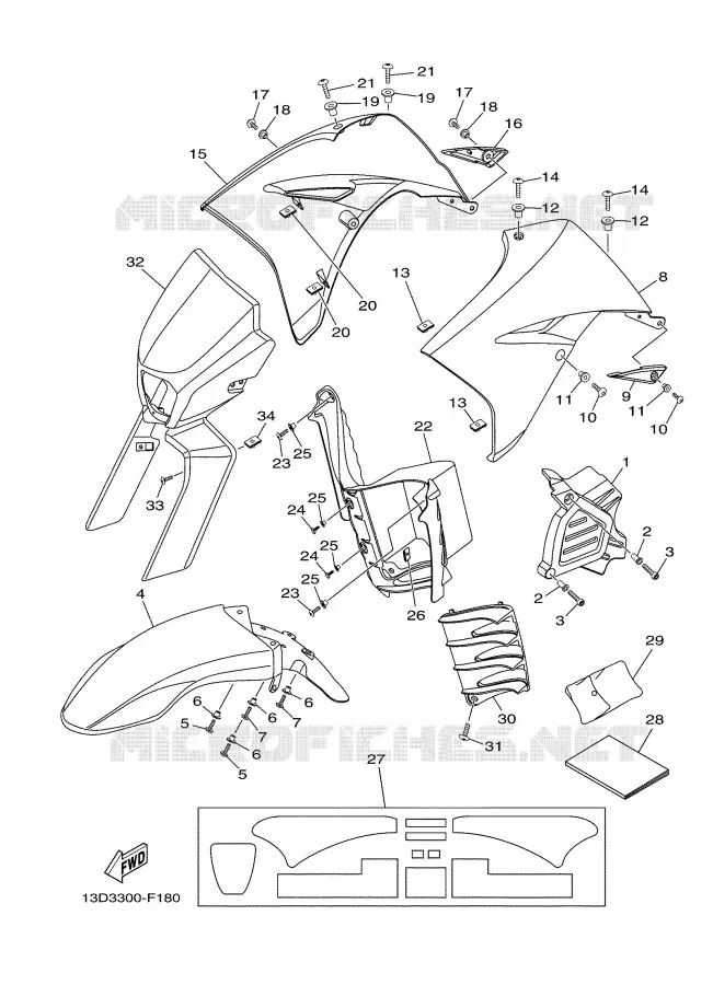CARROSSERIE AVANT Yamaha MOTO 125 2007 XTX  XT125X