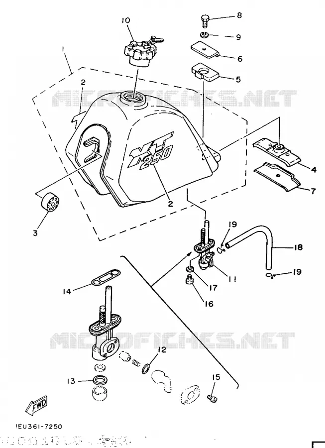 RESERVOIR A ESSENCE Yamaha MOTO 250 1987 XT  XT250