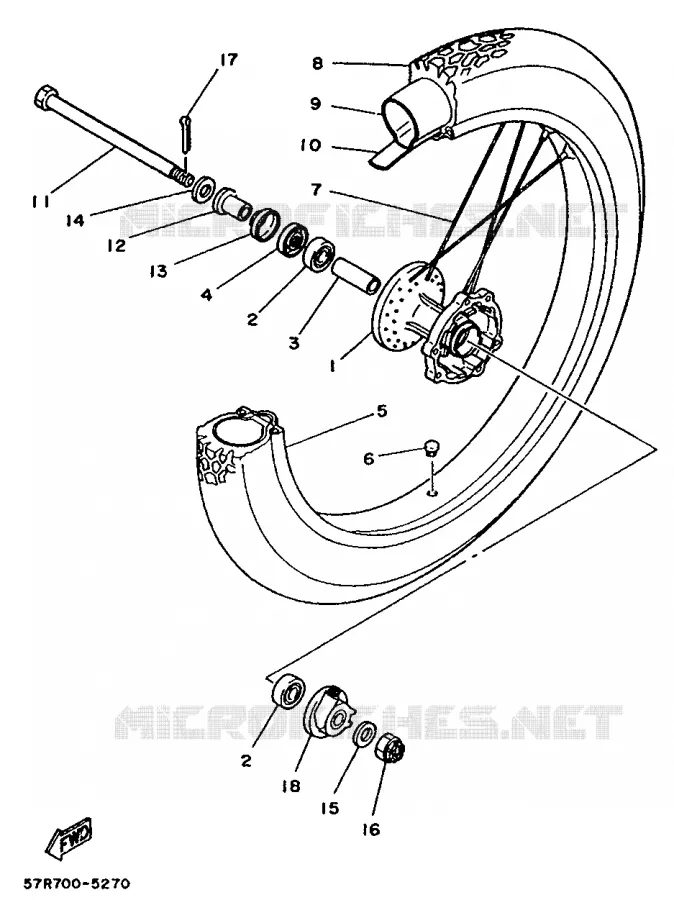 ROUE AVANT Yamaha MOTO 250 1987 XT  XT250