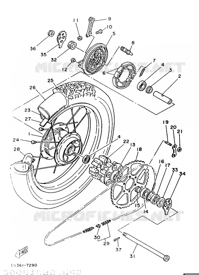 ROUE ARRIERE Yamaha MOTO 250 1987 XT  XT250
