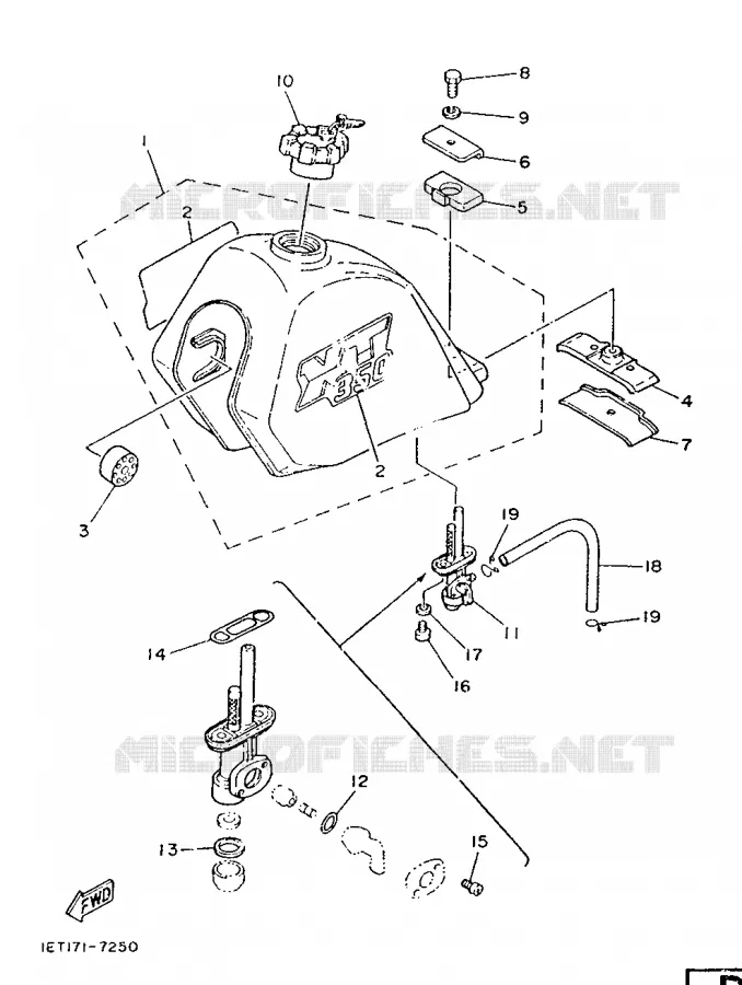 RESERVOIR A ESSENCE Yamaha MOTO 350 1987 XT  XT350