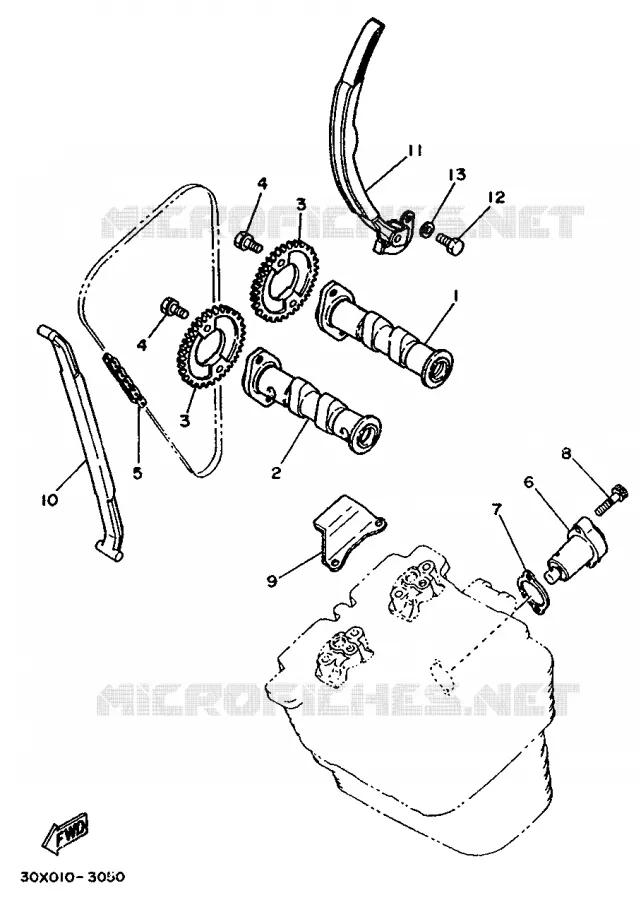 ARBRE A CAMES / CHAINE DE DISTRIBUTION Yamaha MOTO 350 1991 XT  XT350
