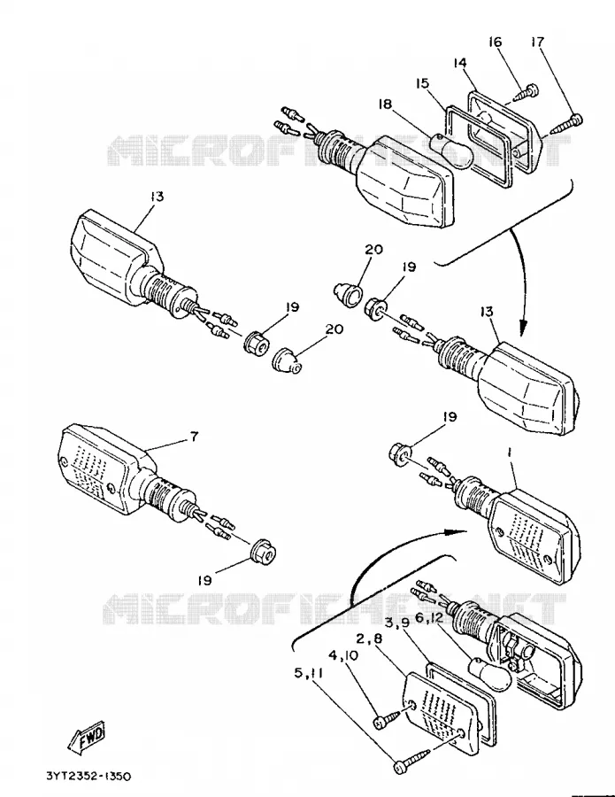 CLIGNOTANT Yamaha MOTO 350 1991 XT  XT350