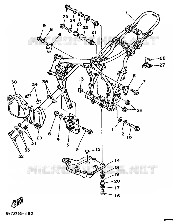 CADRE Yamaha MOTO 350 1992 XT  XT350
