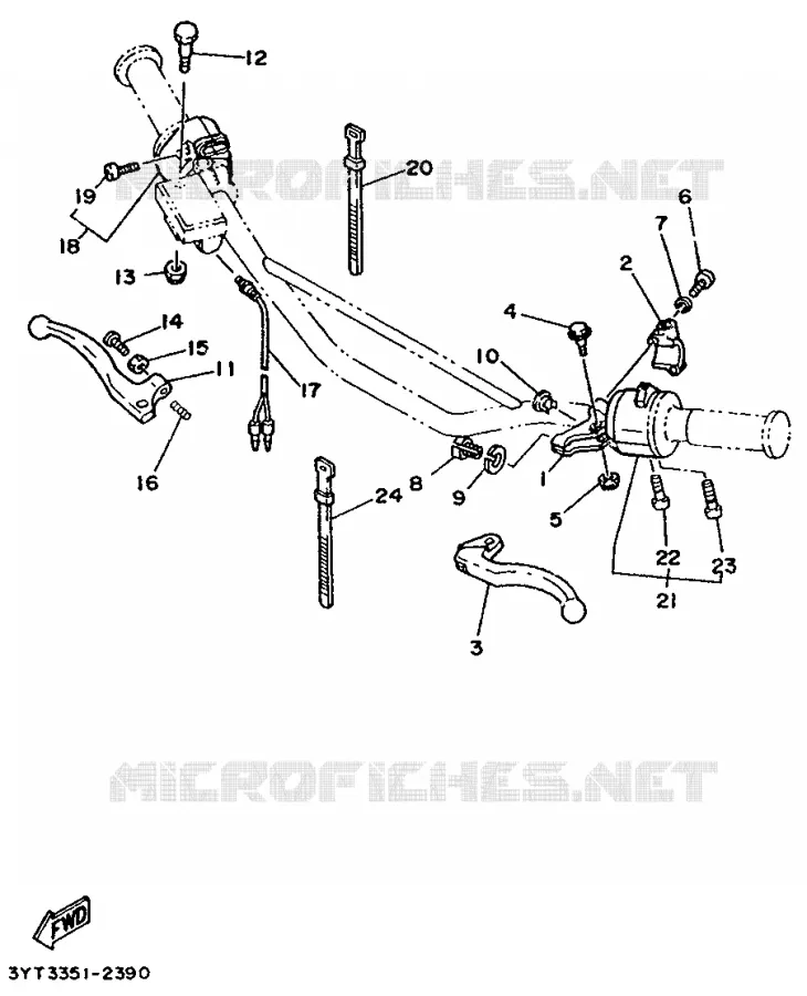 COMMODO / LEVIER Yamaha MOTO 350 1992 XT  XT350