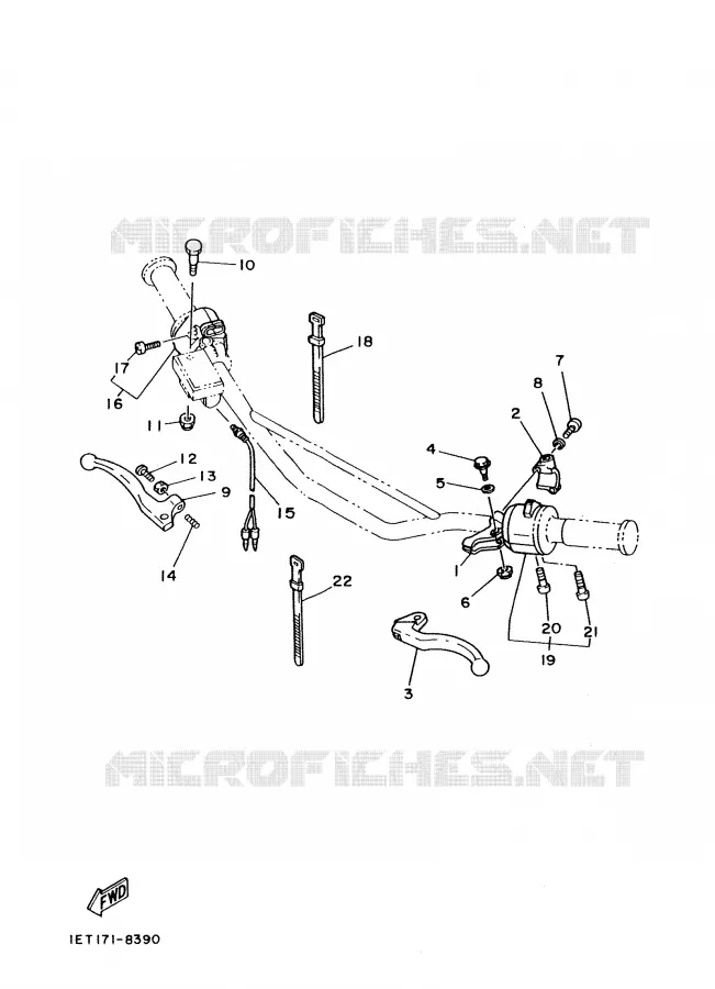 COMMODO / LEVIER Yamaha MOTO 350 1988 XT  XT350'88