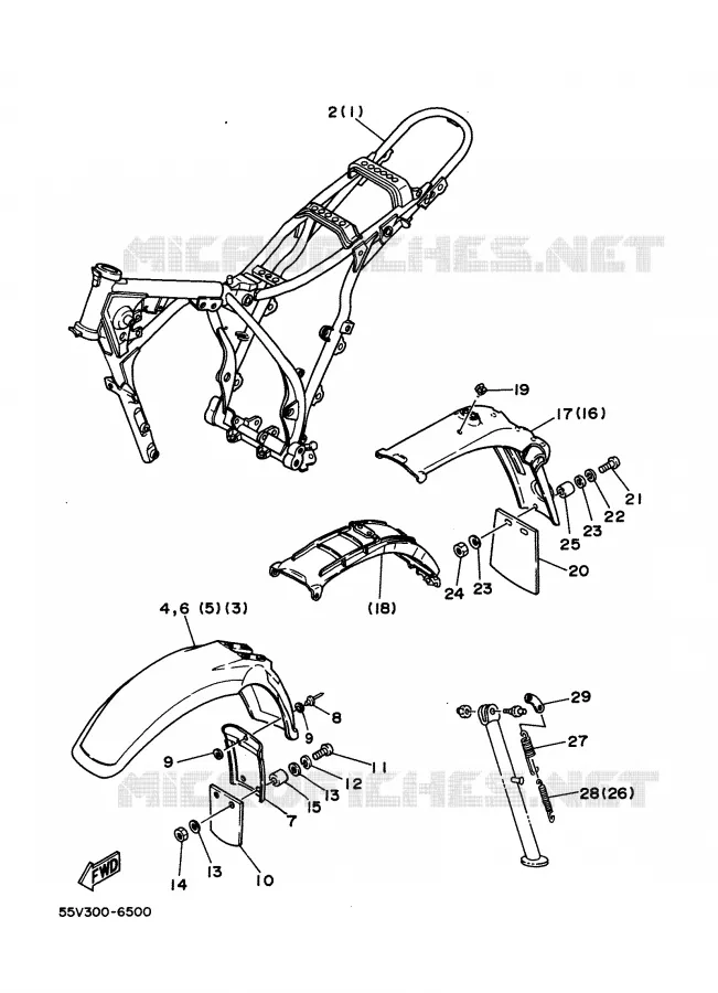 PIÈCES OPTIONNELLES - PARTIE CYCLE Yamaha MOTO 350 1988 XT  XT350'88