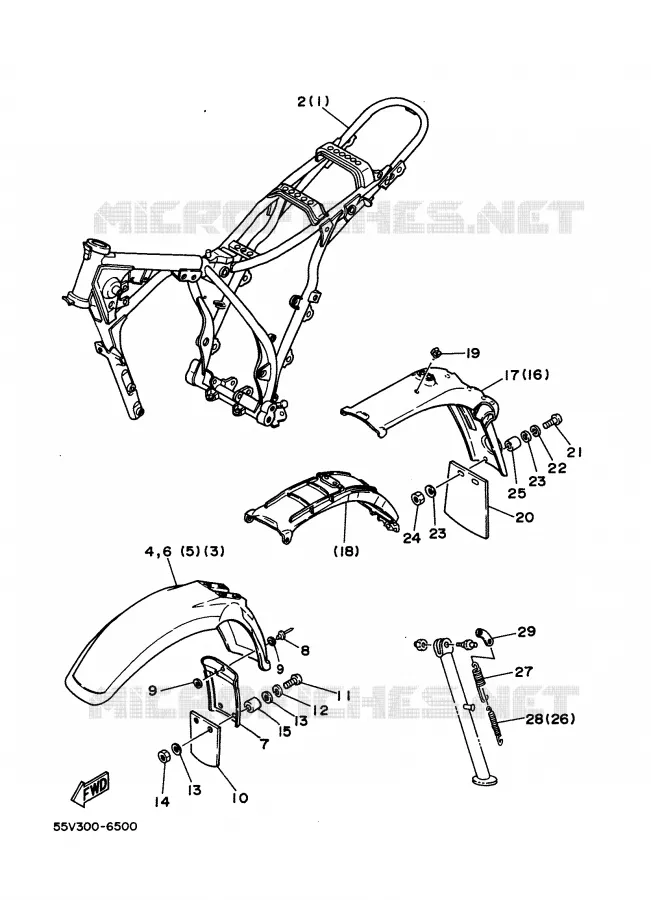 PIÈCES OPTIONNELLES - PARTIE CYCLE Yamaha MOTO 350 1988 XT  XT350'88