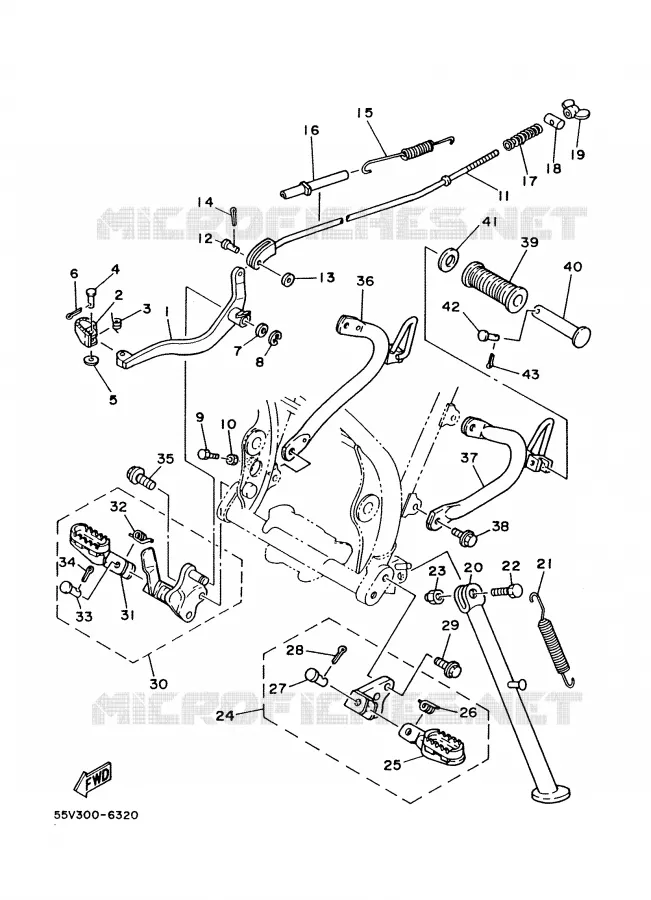 SUPPORT / REPOSE PIEDS Yamaha MOTO 350 1988 XT  XT350'88