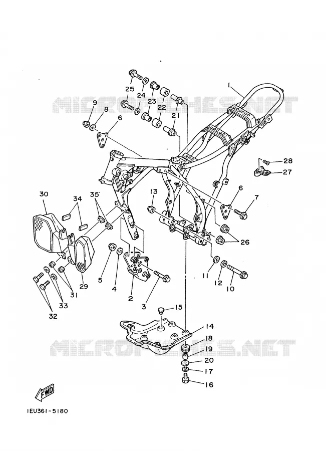 CADRE Yamaha MOTO 350 1988 XT  XT350'88