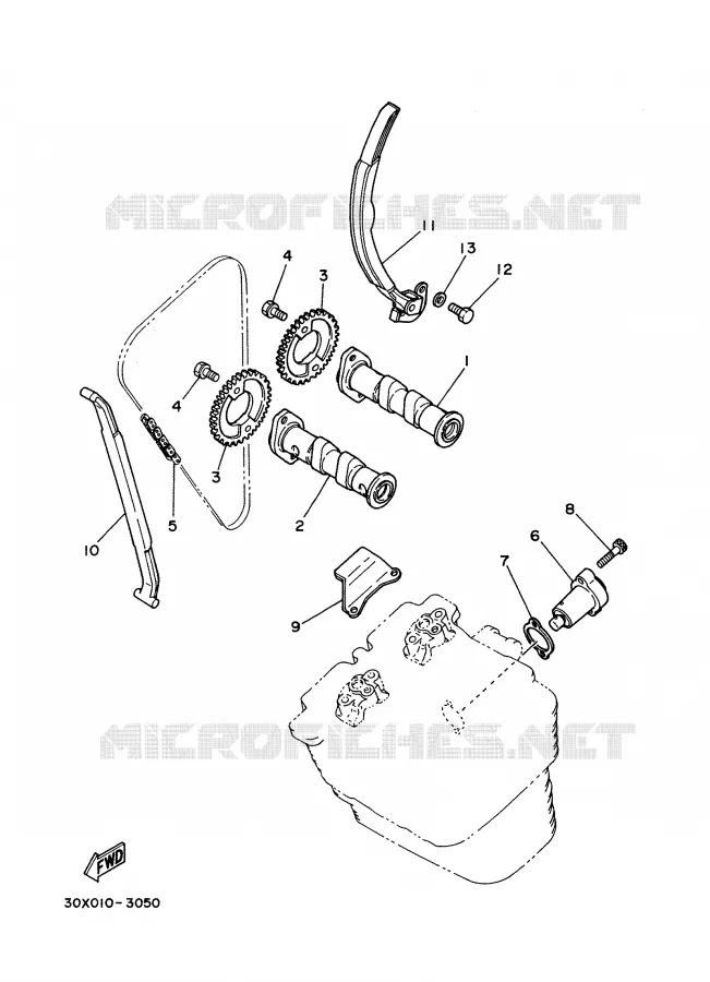 ARBRE A CAMES / CHAINE DE DISTRIBUTION Yamaha MOTO 350 1988 XT  XT350'88
