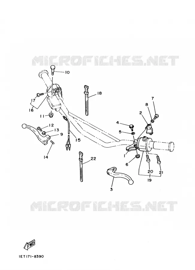 COMMODO / LEVIER Yamaha MOTO 350 1988 XT  XT350'88
