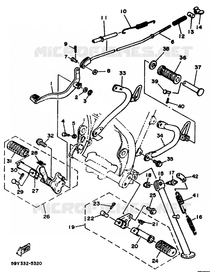 SUPPORT / REPOSE PIEDS Yamaha MOTO 350 1987 XT  XT350N (13KW)