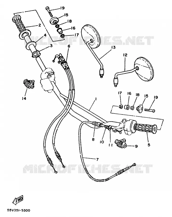 GUIDON ET CABLES Yamaha MOTO 350 1988 XT  XT350N (13KW)