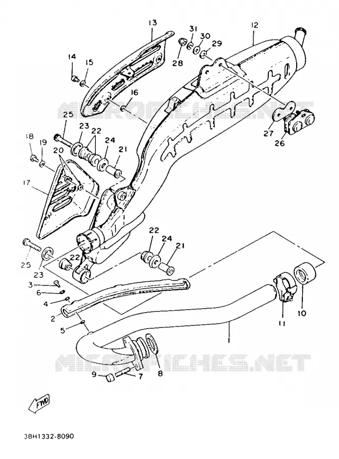 ECHAPPEMENT Yamaha MOTO 500 1988 XT  XT500