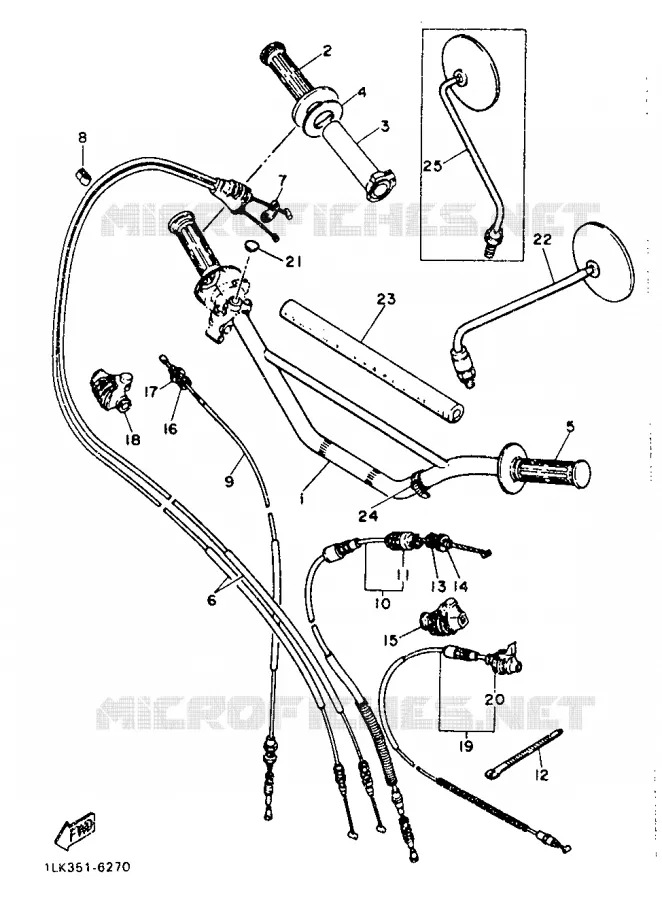 GUIDON ET CABLES Yamaha MOTO 500 1989 XT  XT500