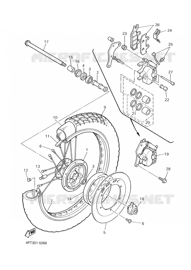 ROUE AVANT Yamaha MOTO 500 2000 XTE  XT500E