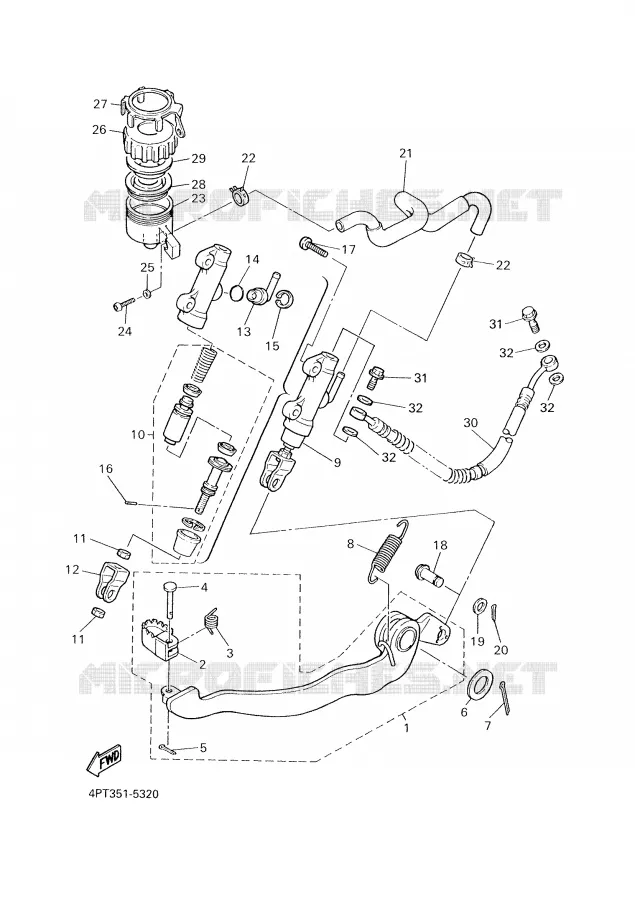 MAITRE CYLINDRE DE FREIN ARRIERE Yamaha MOTO 500 2000 XTE  XT500E