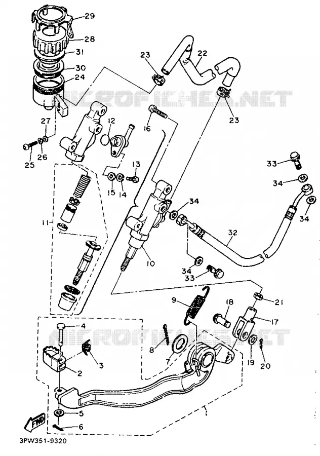 MAITRE CYLINDRE DE FREIN ARRIERE Yamaha MOTO 600 1989 XT  XT600