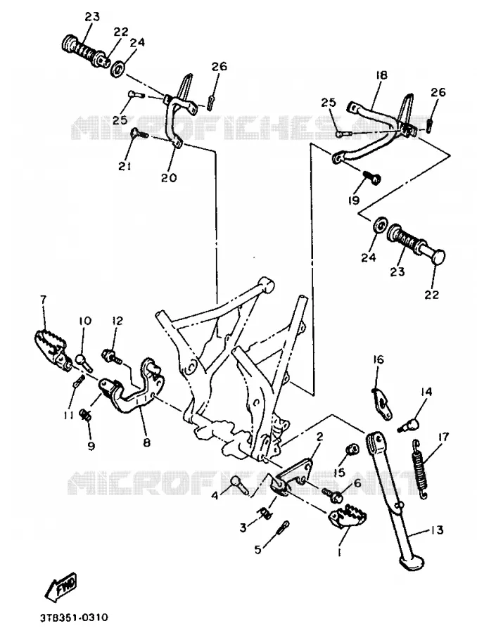 SUPPORT / REPOSE PIEDS Yamaha MOTO 600 1990 XTE  XT600E