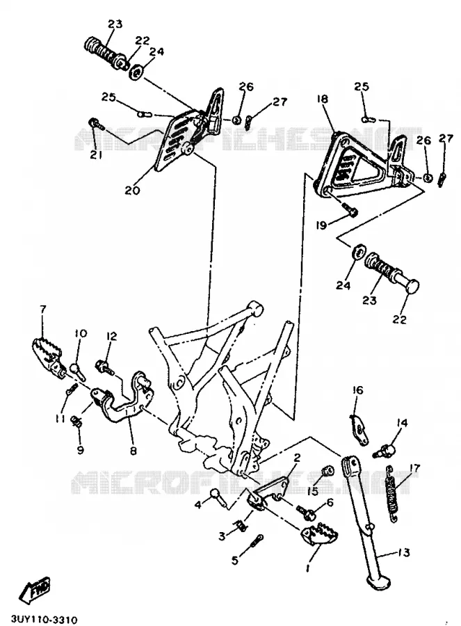 SUPPORT / REPOSE PIEDS Yamaha MOTO 600 1993 XTE  XT600E