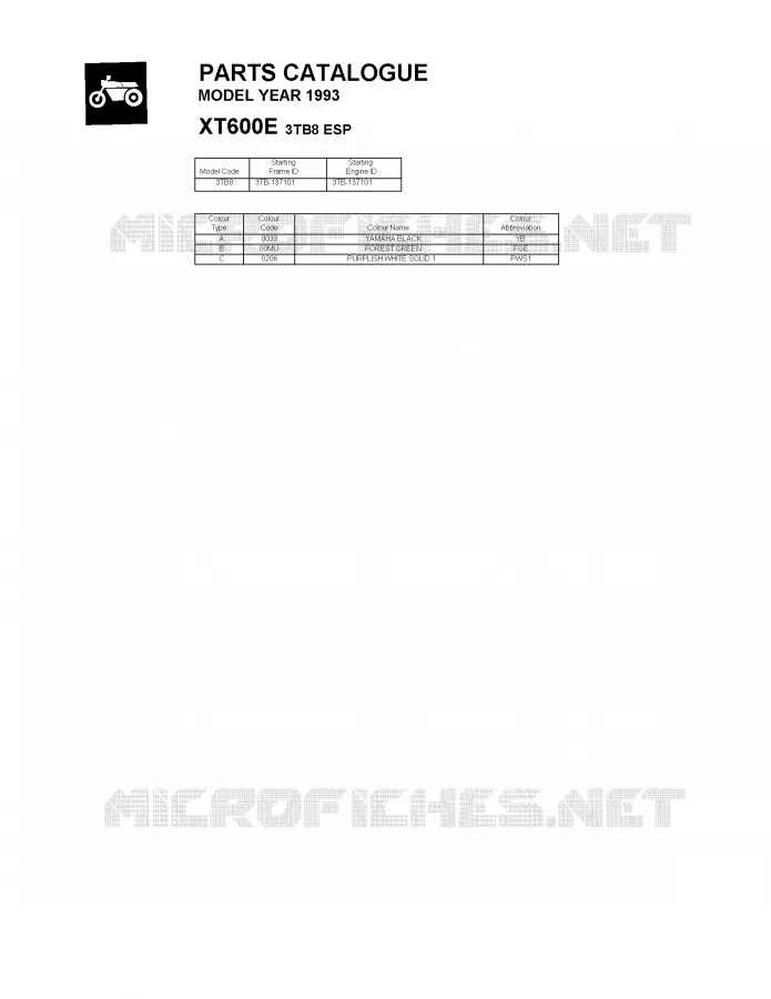 * CATALOG PREFACE * Yamaha MOTO 600 1993 XTE  XT600E