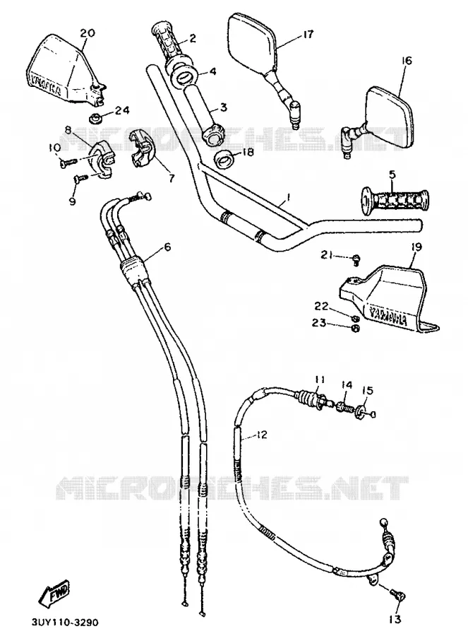 GUIDON ET CABLES Yamaha MOTO 600 1993 XTE  XT600E