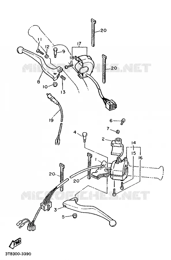 COMMODO / LEVIER Yamaha MOTO 600 1994 XTE  XT600E