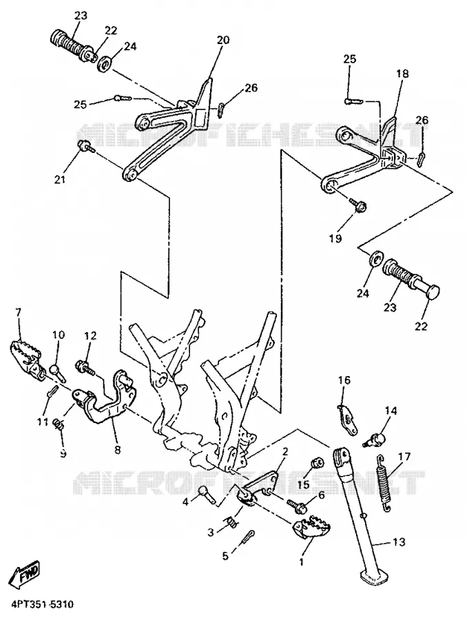 SUPPORT / REPOSE PIEDS Yamaha MOTO 600 1996 XTE  XT600E