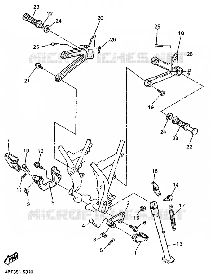 SUPPORT / REPOSE PIEDS Yamaha MOTO 600 1997 XTE  XT600E