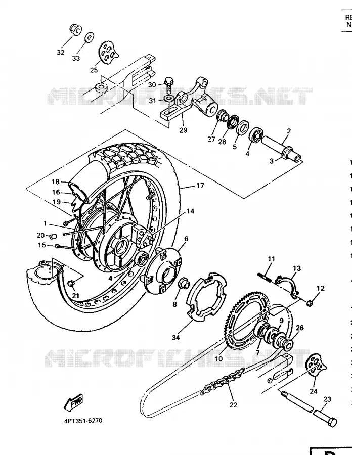 ROUE ARRIERE Yamaha MOTO 600 1997 XTE  XT600E