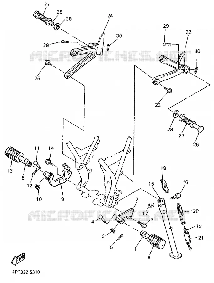 SUPPORT / REPOSE PIEDS Yamaha MOTO 600 1998 XTE  XT600E