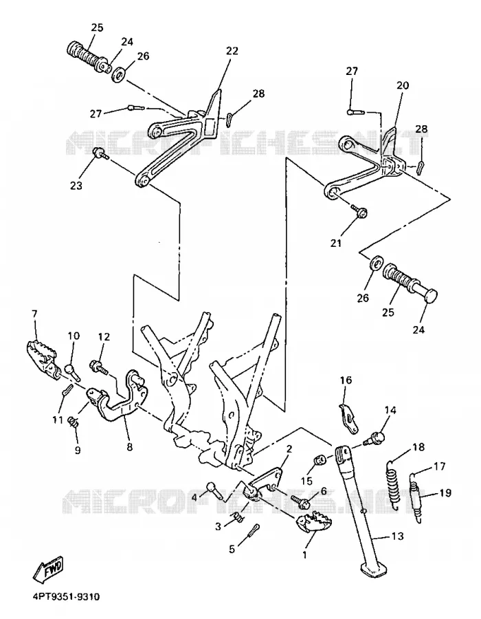 SUPPORT / REPOSE PIEDS Yamaha MOTO 600 1999 XTE  XT600E