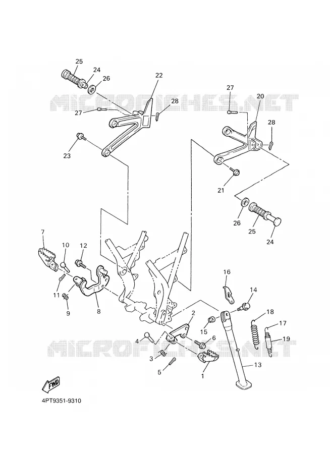 SUPPORT / REPOSE PIEDS Yamaha MOTO 600 2002 XTE  XT600E