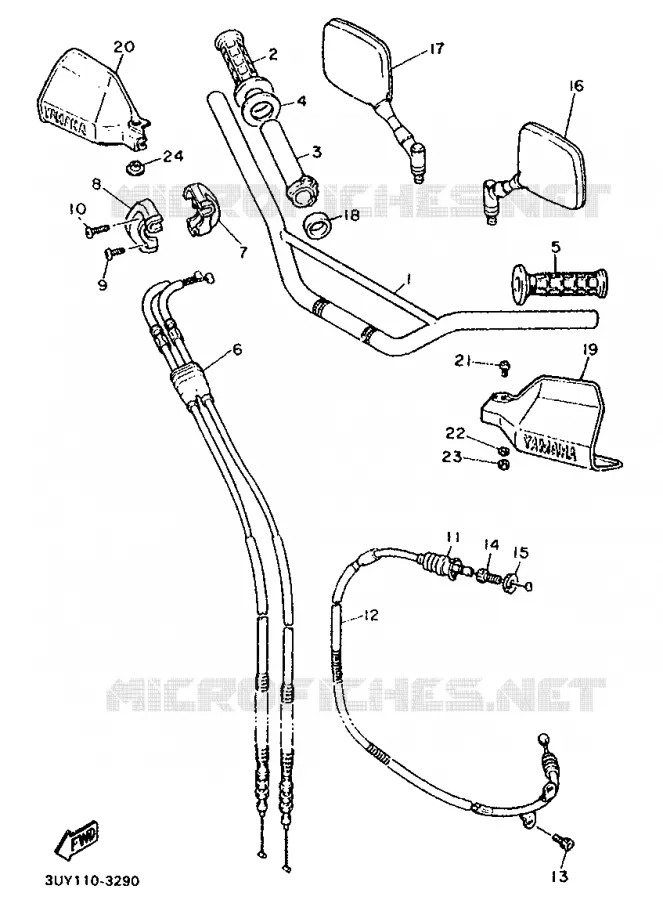 GUIDON ET CABLES Yamaha MOTO 600 1994 XTE  XT600E (33KW)