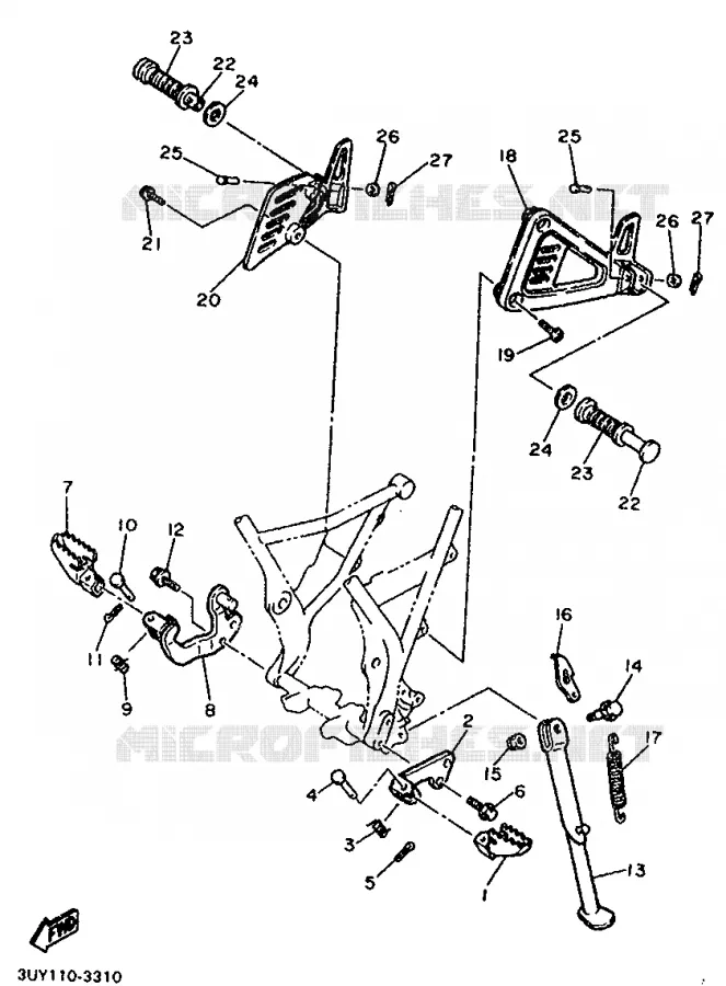SUPPORT / REPOSE PIEDS Yamaha MOTO 600 1994 XTE  XT600EF