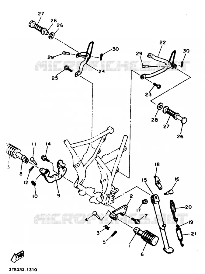 SUPPORT / REPOSE PIEDS Yamaha MOTO 600 1991 XTE  XT600EH