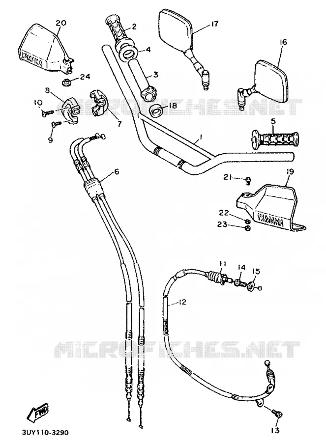 GUIDON ET CABLES Yamaha MOTO 600 1993 XTE  XT600EH (33KW)