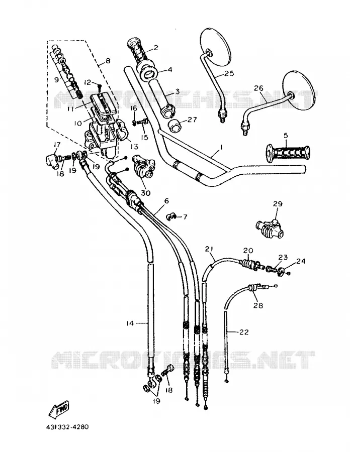 GUIDON ET CABLES Yamaha MOTO 600 1986 XT  XT600H (32.4KW)