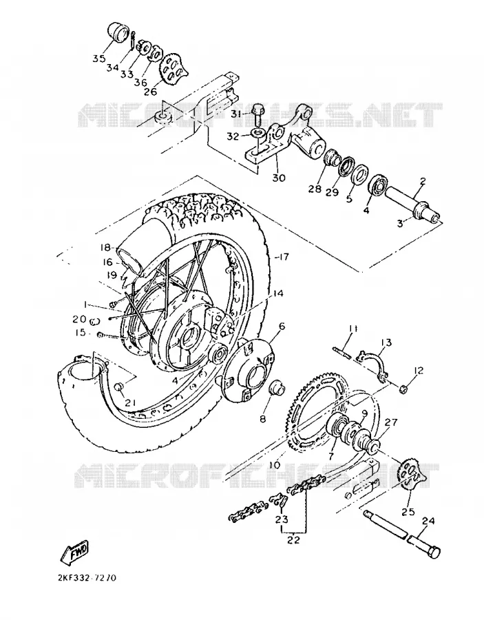 ROUE ARRIERE Yamaha MOTO 600 1987 XT  XT600
