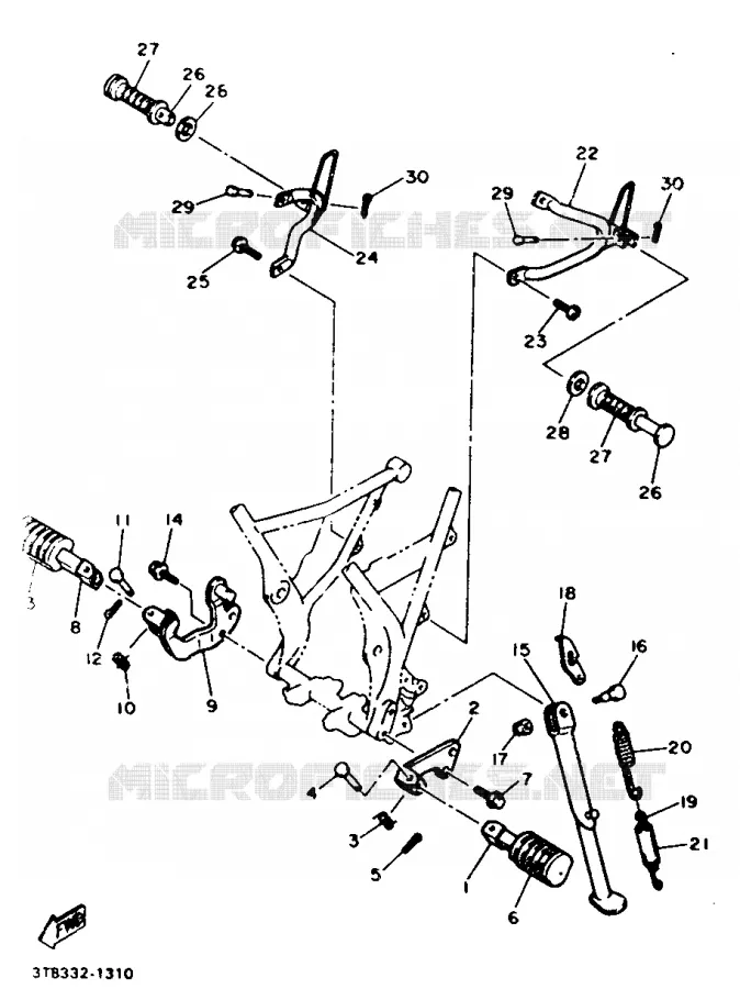 SUPPORT / REPOSE PIEDS Yamaha MOTO 600 1991 XT  XT600H (33KW)
