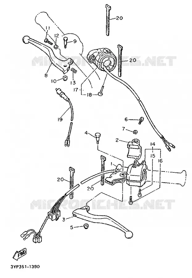 COMMODO / LEVIER Yamaha MOTO 600 1992 XT  XT600KN