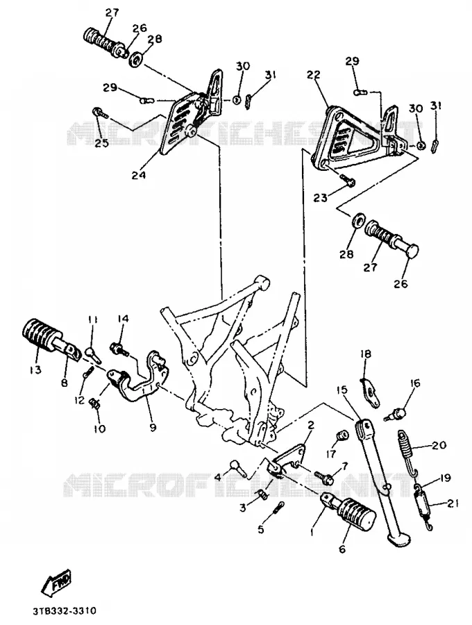 SUPPORT / REPOSE PIEDS Yamaha MOTO 600 1993 XT  XT600KN (20KW)