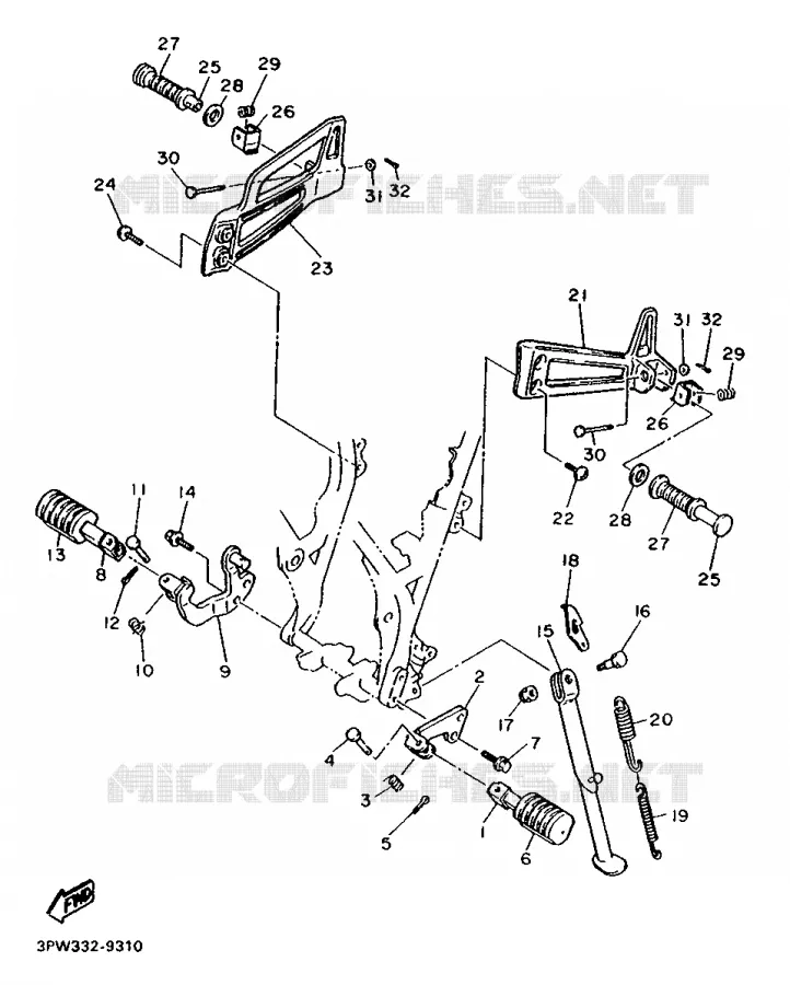 SUPPORT / REPOSE PIEDS Yamaha MOTO 600 1989 XT  XT600N (20.OKW)