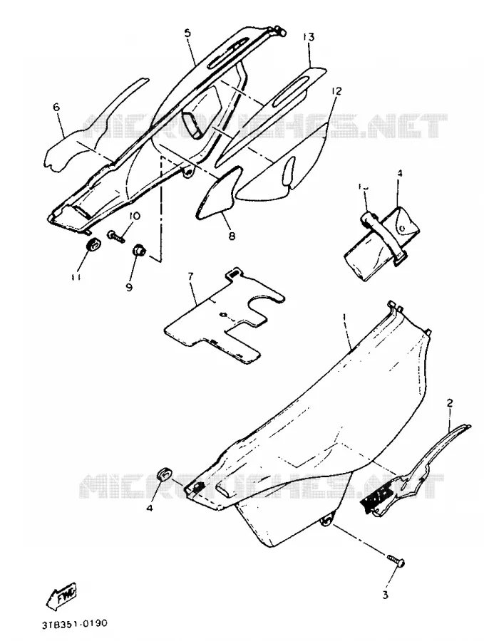 COUVERCLE LATERAL Yamaha MOTO 600 1991 XT  XT600N (20KW)