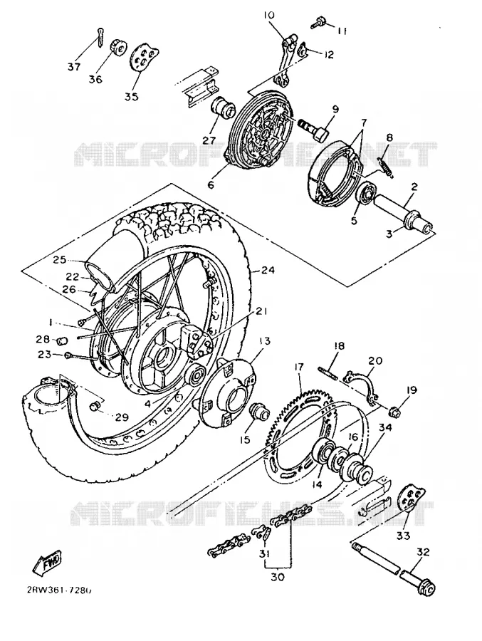 ROUE ARRIERE Yamaha MOTO 600 1987 XTZ  XT600Z